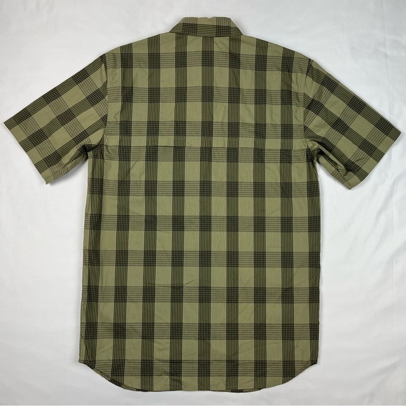 Carhartt Force Mens Relaxed Fit Button Shirt Small Plaid Short Sleeve Olive B4 - Picture 2 of 7